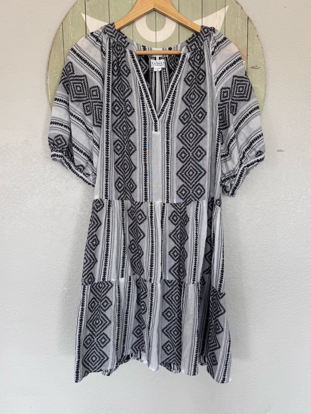 Velvet bohemian cotton dress puff sleeve medium